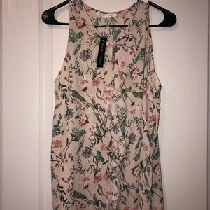 Sleeveless V-Neck Printed Blouse
